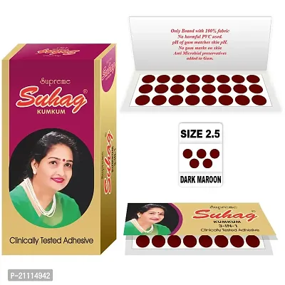 ?Supreme Suhag Sticker Kumkum Forehead Maroon Bindi Box of 15 Flaps Bindis (Size 2.5)