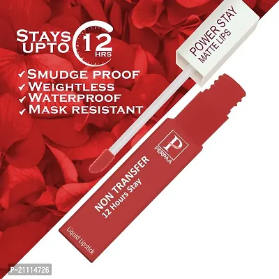 PERPAA? Powerstay Matte Liquid Lipstick Makeup, Long-Lasting Non Tranfer Smudgeproof  Waterproof Lipstick Combo of 3 colors 5 ml each (Flirty Red, Brown  Mauve)-thumb5