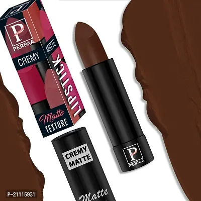 PERPAA? Creamy Matte Bullet Lipstick Long Lasting Lightweight Lipstick One Swipe Smooth Finish with Waterproof  Smudgeproof Formula (Adorable Nude,Chocolate Brown,Fantasy Pink,Chilly Red)-thumb4