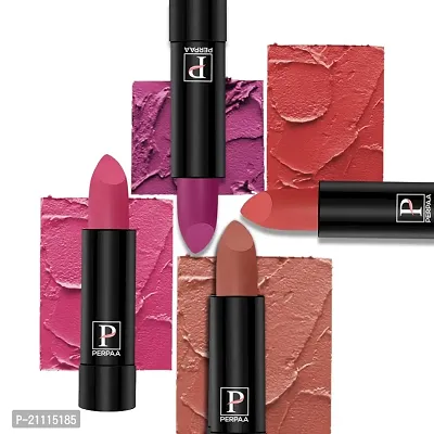 PERPAA? Creamy Matte Bullet Lipstick Long Lasting Lightweight Lipstick One Swipe Smooth Finish with Waterproof  Smudgepoof Formula (Rose Garden,Pink Treat,Adorable Nude,Tangerine Orange)