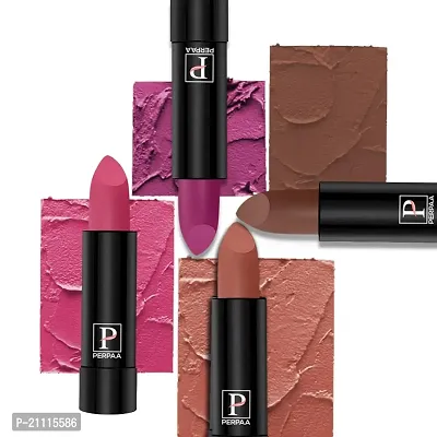 PERPAA? Creamy Matte Bullet Lipstick Long Lasting Lightweight Lipstick One Swipe Smooth Finish with Waterproof  Smudgepoof Formula (Rose Garden,Pink Treat,Adorable Nude,Coco Shot)