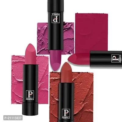 PERPAA? Creamy Matte Bullet Lipstick Long Lasting, Hydrating  Lightweight Lipstick One Swipe Smooth Finish with Waterproof  Smudgepoof Formula (Red Castle,Rose Garden,Pink Treat,RoseBerry)-thumb0