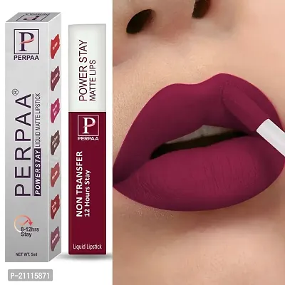 PERPAA? Powerstay Matte Liquid Lipstick Makeup, Long-Lasting Non Tranfer Smudgeproof  Waterproof Lipstick Combo of 3 colors 5 ml each (Grep wine, Cherry Red  Apple Red)-thumb4