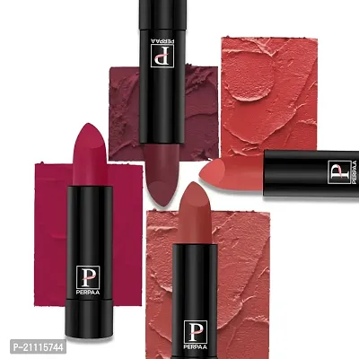PERPAA? Creamy Matte Lipstick Long Lasting Lightweight Lipstick Smooth Finish with Waterproof  Smudgeproof Formula (Rusty Red,Chilly Red,RoseBerry,Tangerine Orange)