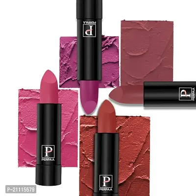 PERPAA? Creamy Matte Bullet Lipstick Long Lasting, Hydrating  Lightweight Lipstick One Swipe Smooth Finish with Waterproof  Smudgepoof Formula (Red Castle,Rose Garden,Pink Treat,Red Rush)