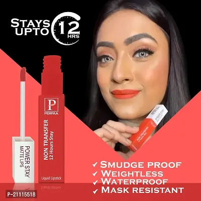 PERPAA? Powerstay Matte Liquid Lipstick Makeup, Long-Lasting Non Tranfer Smudgeproof  Waterproof Lipstick Combo of 3 colors 5 ml each (Flirty Red, Grep wine  Mauve)-thumb4