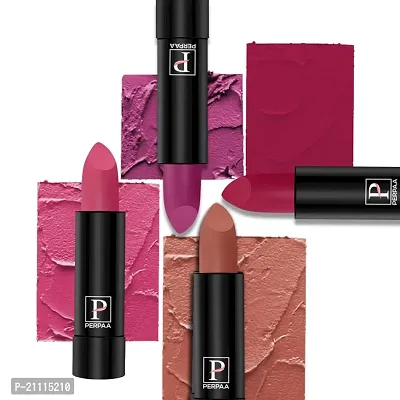 PERPAA? Creamy Matte Bullet Lipstick Long Lasting Lightweight Lipstick One Swipe Smooth Finish with Waterproof  Smudgepoof Formula (Rose Garden,Pink Treat,Adorable Nude,RoseBerry)