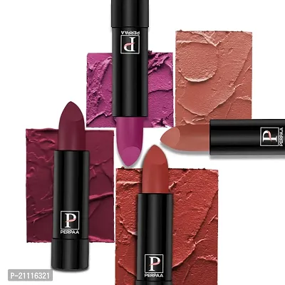 PERPAA? Creamy Matte Bullet Lipstick Long Lasting, Hydrating  Lightweight Lipstick One Swipe Smooth Finish with Waterproof  Smudgepoof Formula (Cherry Top,Red Castle,Rose Garden,Adorable Nude)
