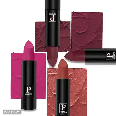 PERPAA? Creamy Matte Lipstick Long Lasting Lightweight Lipstick Smooth Finish with Waterproof  Smudgeproof Formula (Fantasy Pink,Rusty Red,Chilly Red,Maroon Magic)