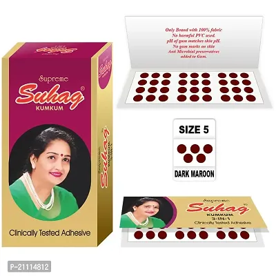 ?Supreme Suhag Sticker Kumkum Forehead Maroon Bindi Box of 15 Flaps Bindis (Size 5)