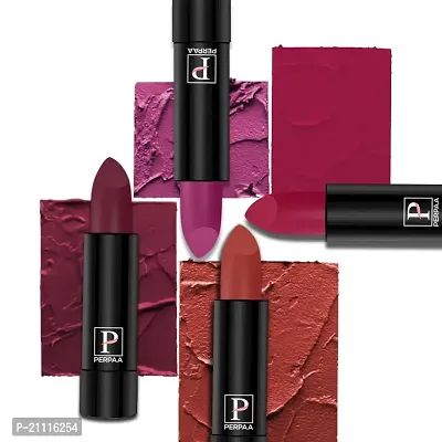 PERPAA? Creamy Matte Bullet Lipstick Long Lasting, Hydrating  Lightweight Lipstick One Swipe Smooth Finish with Waterproof  Smudgepoof Formula (Cherry Top,Red Castle,Rose Garden,RoseBerry)