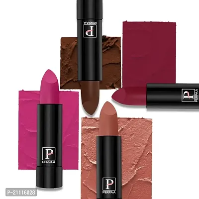 PERPAA? Creamy Matte Bullet Lipstick Long Lasting Lightweight Lipstick One Swipe Smooth Finish with Waterproof  Smudgepoof Formula (Adorable Nude,Chocolate Brown,Fantasy Pink,Electric Pink)