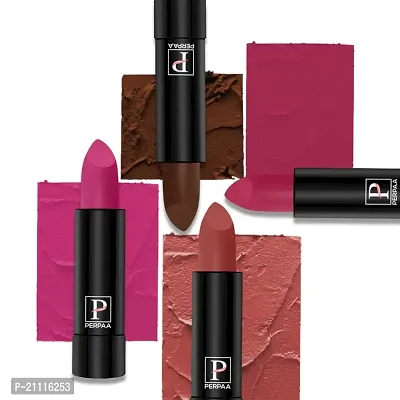 PERPAA? Creamy Matte Lipstick Long Lasting Lightweight Lipstick Smooth Finish with Waterproof  Smudgeproof Formula (Chocolate Brown,Fantasy Pink,Rusty Red,Fuschia)