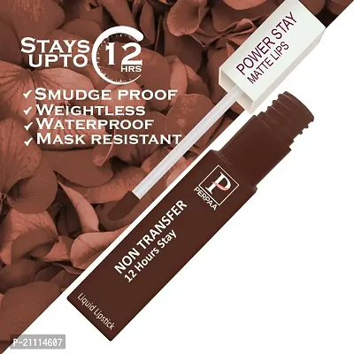 PERPAA? Powerstay Matte Liquid Lipstick Makeup, Long-Lasting Non Tranfer Smudgeproof  Waterproof Lipstick Combo of 3 colors 5 ml each (Grep wine, Cherry Red  Brown)-thumb5