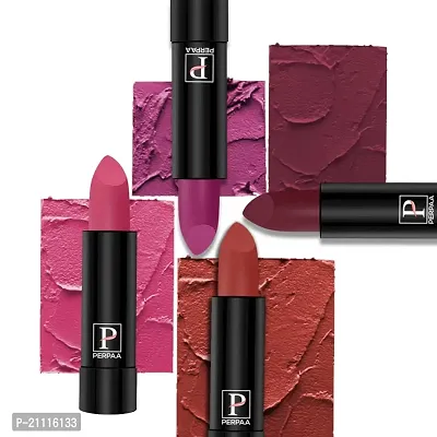 PERPAA? Creamy Matte Bullet Lipstick Long Lasting, Hydrating  Lightweight Lipstick One Swipe Smooth Matte Finish with Waterproof  Smudgepoof Formula (Red Castle,Rose Garden,Pink Treat,Maroon Magic)