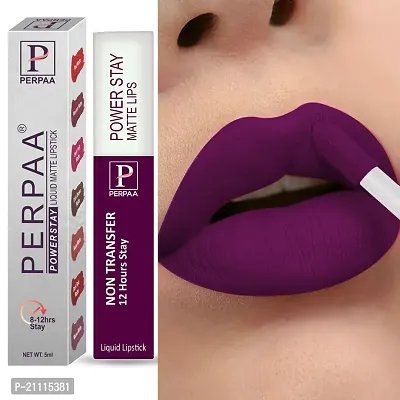 PERPAA? Powerstay Matte Liquid Lipstick Makeup, Long-Lasting Non Tranfer Smudgeproof  Waterproof Lipstick Combo of 3 colors 5 ml each (Grep Wine,Dark Pink  Apple Red)-thumb2