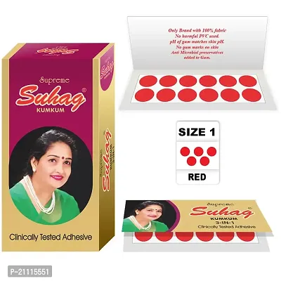 ?Supreme Suhag Sticker Kumkum Forehead Red Bindi Box of 15 Flaps Bindis (Size 1)