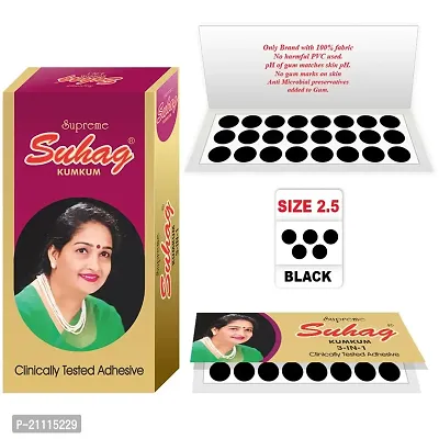 ?Supreme Suhag Sticker Kumkum Forehead Black Bindi Box of 15 Flaps Bindis (2.5)