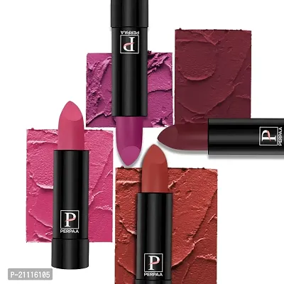 PERPAA? Creamy Matte Bullet Lipstick Long Lasting, Hydrating  Lightweight Lipstick One Swipe Smooth Finish with Waterproof  Smudgepoof Formula (Red Castle,Rose Garden,Pink Treat,Dahila Maroon)