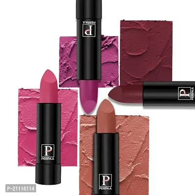 PERPAA? Creamy Matte Bullet Lipstick Long Lasting Lightweight Lipstick One Swipe Smooth Finish with Waterproof  Smudgepoof Formula (Rose Garden,Pink Treat,Adorable Nude,Dahila Maroon)