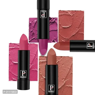 PERPAA? Creamy Matte Bullet Lipstick Long Lasting Lightweight Lipstick One Swipe Smooth Finish with Waterproof  Smudgepoof Formula (Rose Garden,Pink Treat,Adorable Nude,Rusty Red)