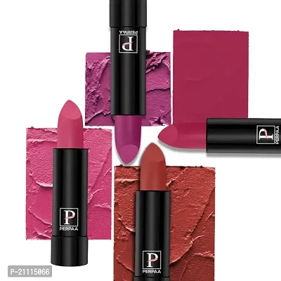 PERPAA? Creamy Matte Bullet Lipstick Long Lasting, Hydrating  Lightweight Lipstick One Swipe Smooth Finish with Waterproof  Smudgepoof Formula (Red Castle,Rose Garden,Pink Treat,Fuschia)