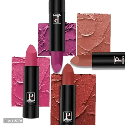 PERPAA? Creamy Matte Bullet Lipstick Long Lasting, Hydrating  Lightweight Lipstick One Swipe Smooth Finish with Waterproof  Smudgepoof Formula (Red Castle,Rose Garden,Pink Treat,Adorable Nude)