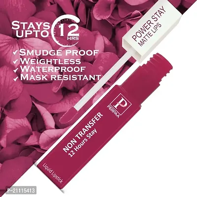 PERPAA? Powerstay Matte Liquid Lipstick Makeup, Long-Lasting Non Tranfer Smudgeproof  Waterproof Lipstick Combo of 3 colors 5 ml each (Grep Wine,Dark Pink  Nude)-thumb5