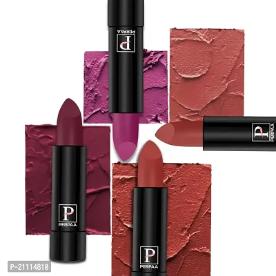 PERPAA? Creamy Matte Bullet Lipstick Long Lasting, Hydrating  Lightweight Lipstick One Swipe Smooth Finish with Waterproof  Smudgepoof Formula (Cherry Top,Red Castle,Rose Garden,Rusty Red)-thumb0