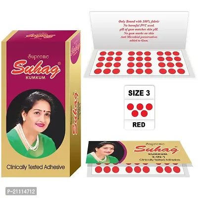 ?Supreme Suhag Sticker Kumkum Forehead Red Bindi Box of 15 Flaps Bindis (Size 3)