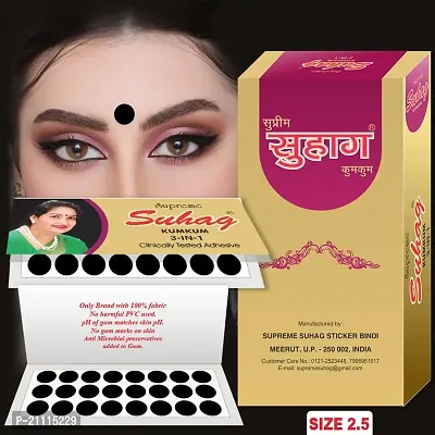 ?Supreme Suhag Sticker Kumkum Forehead Black Bindi Box of 15 Flaps Bindis (2.5)-thumb3