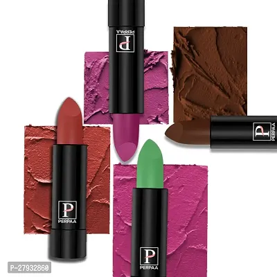PERPAA Cremy matte lipstick pack of 4(Natural Pink,Red,Magenta,Brown)
