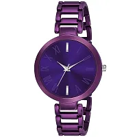 Watch City Branded 3 Colors Black - Purple - Rose Gold Steel Belt Analogue Watch with Sweet Heart 3 Colors Black - Purple - Rose Gold Bracelet Combo for Girl's  Women's Watch (Combo of 2) (Purple)-thumb1