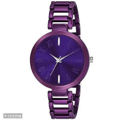 Watch City Branded 3 Colors Black - Purple - Rose Gold Steel Belt Analogue Watch with Sweet Heart 3 Colors Black - Purple - Rose Gold Bracelet Combo for Girl's  Women's Watch (Combo of 2) (Purple)-thumb2