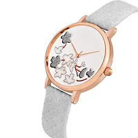 Watch City Analogue Watch for Women and Girl Stainless Steel Round Dial and Leather Belt for Wedding Party Casual (Silver)-thumb4