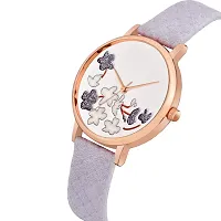 Watch City Watch for Women and Girl Stainless Steel Round Dial and Leather Belt Analog Watch for Wedding Party Casual (Purple)-thumb4