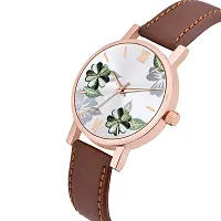 Watch City Analog Watch for Girl's and Women's Flowered Dial Leather Strap (Combo) (Set of 2) Green Brown-thumb3