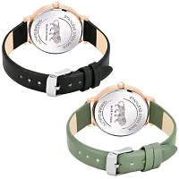 Watch City Analogue Premium Leather Belt Slim Dial Watch Combo for Women's Watch and Girl's Watch (Combo of 2) WCRR22511/WCRR22515 (Black-Green)-thumb2