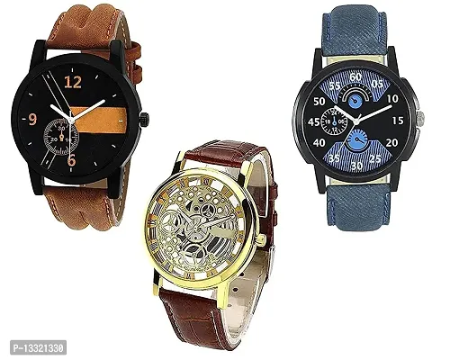 Watch City Analog Dial Men's Watch Multicolour for Men and Boys (Set of 3)-thumb0