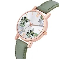 Watch City Analog Watch for Girl's and Women's Flowered Dial Leather Strap (Combo) (Set of 2) Green Grey-thumb1