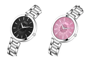 Watch City Black and Pink Color Dial Analog Watch Combo for Girls and Women-thumb1