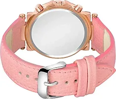 Watch City Pirlo Analog Pink Attractive Dial and Dimond Border Golden Dial Pink Belt Watch for Girls and Women Watch - PI-01-thumb2