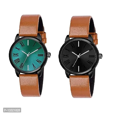 Watch City - Watch for Girls and Womens Analogue Watch Round Dial Waterproof Casual/Formal Brown Strap Watch Combo Gift for Sister, Wife, Girlfriend-thumb0