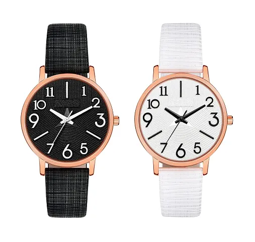 Watch City Analogue Genuine Leather Belt Women's Watch and Girl's Watch Combo Pack of 2 (Multicolor Dial Multicolor Strap)