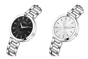 Watch City - Watch for Girls and Women Analogue Round Dial Waterproof Casual/Formal Watch - Combo Pack Black and White Color-thumb1