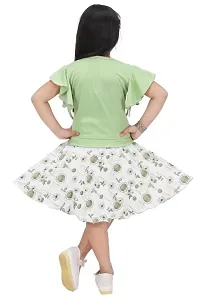 Fabulous Green Cotton Printed Fit And Flare Dress For Girls-thumb1