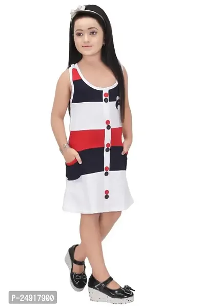 SAIMINA Dresses Girls Regular Fit Printed Casual, Dailywear and Festivewear Cotton Dress/Frock/Onepiece-thumb0