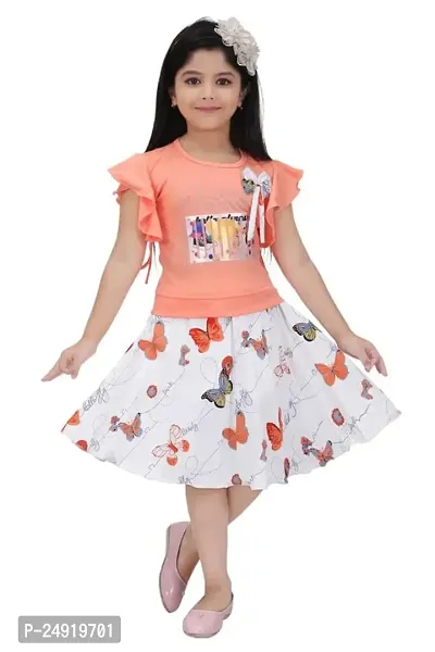 SAIMINA Dresses Girls Regular Fit Printed Casual, Dailywear and Festivewear Cotton Dress Set