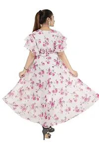 SAIMINA Dresses Girls Regular Fit Printed Casual, Dailywear and Festivewear Gorgette Dress-thumb1