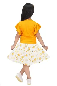 Fabulous Yellow Cotton Blend Printed Fit And Flare Dress For Girls-thumb1